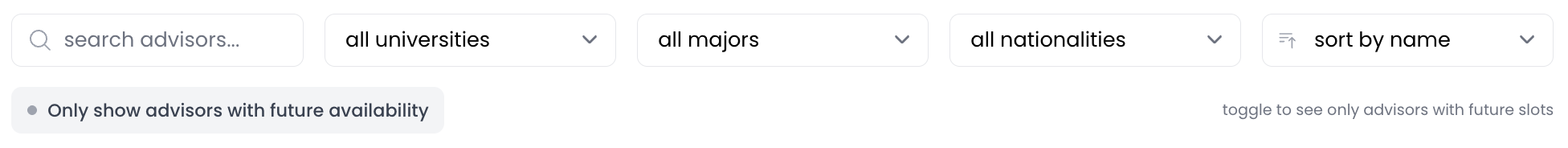 Browse advisors - Search and filter interface