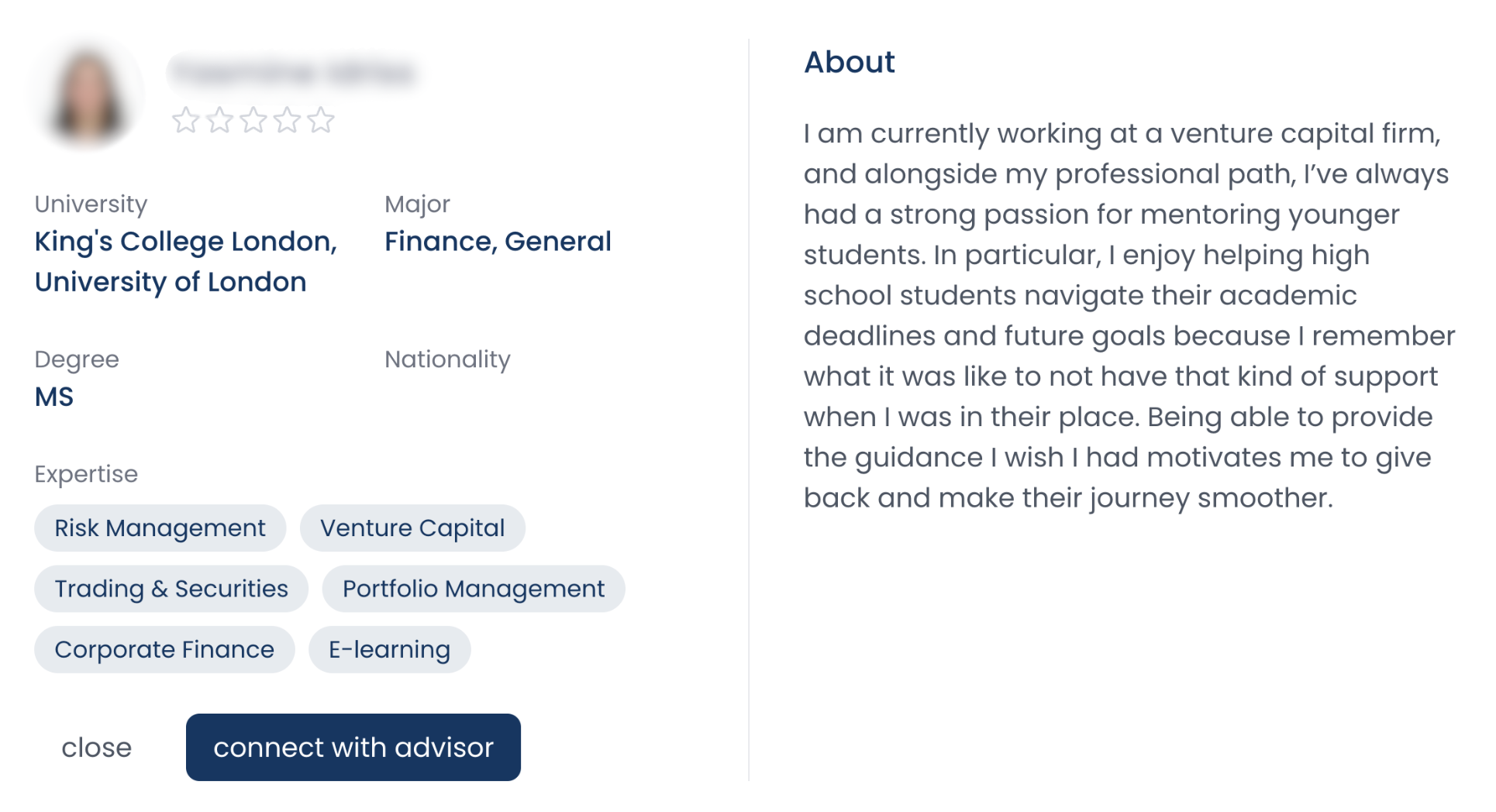 Student profile - Yasmine